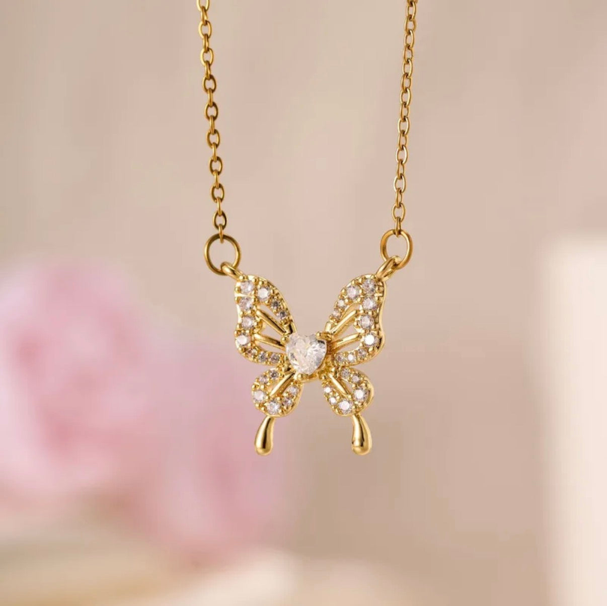 Bling butterfly necklace